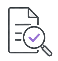 データチェックを表す書類と虫眼鏡のイラスト